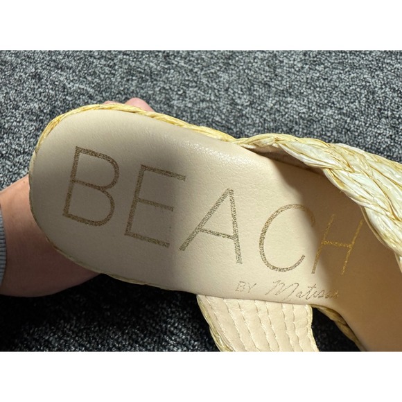 Beach by Matisse Bondi Natural Raffia Platform Wedge Sandals 8M Braided Slides - Picture 5 of 7